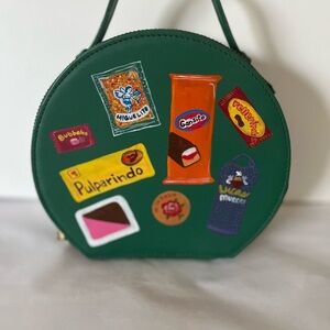 Breakfast Friend Green Designer Circle Bag with Colorful Graphics